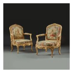A PAIR OF LATE LOUIS XV GILTWOOD FAUTEUILS A LA REINE AND A CHASSIS, CIRCA 1765