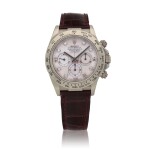 'Zenith' Daytona, Ref. 16519 White gold and diamond-set chronograph wristwatch with mother-of-pearl dial Circa 1997 | 勞力士 | 16519型號「'Zenith' Daytona」白金鑲鑽石計時腕錶備珠母貝錶盤，年份約1997