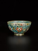 A white and turquoise ground cloisonné enamel 'lotus' bowl Ming dynasty, 16th-17th century | 明十六至十七世紀 掐絲琺瑯蓮紋盌
