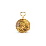 FRÈRES MELLY | A SMALL VARI-COLOUR GOLD OPENFACE KEYWOUND QUARTER REPEATING VERGE WATCH WITH ENAMEL DIAL, CIRCA 1820