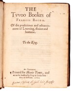 BACON | The Two Books of Francis Bacon of the Proficience and Advancement of Learning, Divine and Humane, 1605