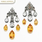 PAIR OF TOPAZ AND DIAMOND EARRINGS, MID 19TH CENTURY AND LATER