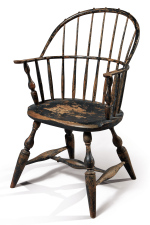 VERY FINE BLUE-PAINTED SACK-BACK WINDSOR ARMCHAIR, PROBABLY CONNECTICUT, CIRCA 1790