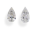 A Pair of 1.00 Carat Pear-Shaped Diamonds, F and E Color, SI2 and SI1 Clarity