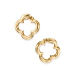 Pair of Gold and Diamond 'Alhambra' Earclips