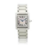 Reference 2384 Tank Francaise A stainless steel bracelet watch with mother-of-pearl dial, Circa 2005
