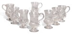 A SET OF EIGHT FLUTED GLASS COIN MUGS, 19TH/20TH CENTURY
