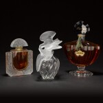Three French glass large scent bottles, modern