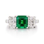 Emerald and Diamond Ring | 寳格麗 | 1.56克拉 天然「哥倫比亞」無油祖母綠 配 1.54 和 1.50 克拉 G色 鑽石 戒指