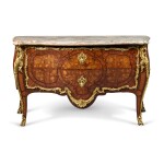 A Louis XV Gilt-Bronze Mounted Tulipwood, Amaranth, and Floral Marquetry Commode, Stamped Dubois and Boudin, Mid-18th Century