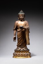 A gilt-bronze figure of Amitabha Buddha, Qing dynasty Kangxi period, 17th-18th century | 清康熙 十七至十八世紀 鎏金銅阿彌陀佛立像