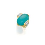 David Webb | Gold, Turquoise and Diamond Ring