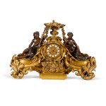 A gilt and patinated bronze mantel clock, French, circa 1840