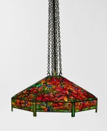 TIFFANY STUDIOS | AN IMPORTANT AND RARE "AUTUMN WOODBINE" CHANDELIER
