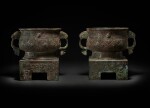 The Luo Ji Gui, A magnificent and important pair of archaic bronze ritual pedestaled food vessels (Fang Zuo Gui), Early Western Zhou dynasty, Circa King Zhao period | 西周初 約昭王時期 𩂣姬方座簋一對