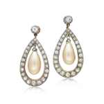 Pair of diamond and imitation pearl earrings