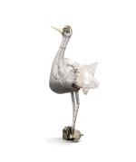 Silver crane with rock crystal, pyrite, nacre and warthog ivory, Luiz Ferreira, Porto, modern