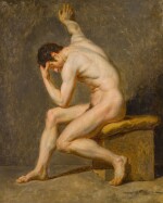 A seated male nude in contrapposto