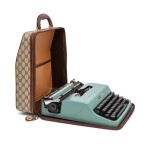 Brown GG Canvas and Green Olivetti Lettera 32 Typewriter and Case, 1960's
