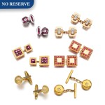 Six pairs of gem set cufflinks