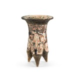 A painted black pottery tripod jar, Xiajiadan lower culture, early 2nd millennium B.C. 夏家店下層文化 彩陶鬲