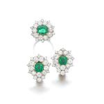 Emerald and diamond demi-parure