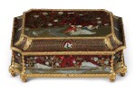 A Louis XIV Gilt Bronze-Mounted Brass, Mother-Of-Pearl, and Stained Horn Inlaid Tortoiseshell Première Partie Marquetry Casket, Circa 1700