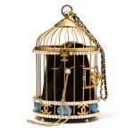 Gold Lambskin, Strass and Enamel Bird Cage Minaudière Gold Hardware, 2020