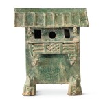 A green-glazed pottery model of a granary, Han dynasty | 漢 綠釉穀倉