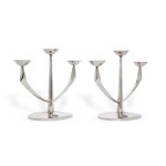 A pair of silver three-light candelabra, Anthony Hawksley, London, 1962