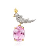 ‘Bird on a Rock’ Kunzite, Diamond and Pink Sapphire Brooch | 蒂芙尼 Schlumberger 設計 | 'Bird on a Rock' 紫鋰輝石 配 鑽石 及 粉紅色剛玉 胸針