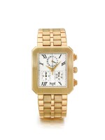  PIAGET | REF 14254 M601D PROTOCOLE, A YELLOW GOLD RECTANGULAR CHRONOGRAPH BRACELET WATCH WITH DATE CIRCA 2000