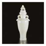 A WHITE JADE VASE AND COVER, QING DYNASTY, EARLY 19TH CENTURY