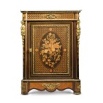 A French gilt-bronze mounted bois satiné, amaranth, sycamore and fruitwood marquetry side cabinet, late 19th century