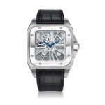 Reference 3202 Santos 100   A large limited edition palladium and white gold skeletonized square shaped wristwatch, Circa 2010