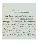 Lettre à Montesquiou (1894), sollicitant pour Mme de Caillavet une invitation ; qqs. lignes ms d'A. France  