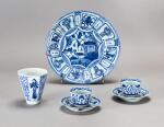 A group of five blue and white porcelains,  17th century | 十七世紀 及 日本 明治時代 青花瓷器一組六件