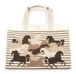 Canvas tote beach bag with palladium hardware, Hermès