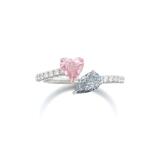 Fancy Intense Pink diamond and Fancy Grayish Blue diamond ring