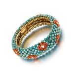 Kutchinsky | Bracelet turquoise corail et diamants | Turquoise coral and diamond bracelet