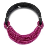 Carbon fibre, white gold, pink sapphire and diamond necklace  
