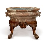 A GEORGE II WALNUT AND ROUGE ROYALE MARBLE WINE COOLER, CIRCA 1740
