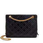 Black Double Quilted Lambskin Zip Chain Tote Gold Hardware, 1995