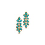 David Webb | Pair of Turquoise and Diamond Pendant-Earclips [綠松石配鑽石吊耳環一對]