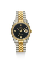 ROLEX | DATEJUST, REFERENCE 16233, A STAINLESS STEEL, YELLOW GOLD AND DIAMOND-SET WRISTWATCH WITH DATE, ONYX DIAL AND BRACELET, CIRCA 1997