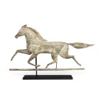 VERY FINE AND RARE CARVED FULL BODIED PINE HORSE WEATHERVANE, NORTHEASTERN UNITED STATES, LATE 19TH CENTURY