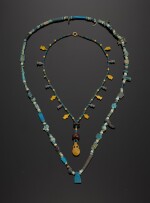 TWO EGYPTIAN FAIENCE BEAD NECKLACES, NEW KINGDOM, 1554-1075 B.C., AND LATER