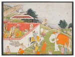 An illustration to a Bhagavata Purana series: The wedding of Vishnu and Lakshmi, by a Master of the First Generation after Manaku and Nainsukh, North India, Punjab Hills, Guler, circa 1770