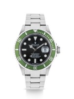 ROLEX | 'KERMIT FLAT 4' SUBMARINER, REF 16610LV STAINLESS STEEL WRISTWATCH WITH DATE AND BRACELET CIRCA 2003 