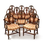A SET OF TEN GEORGE III STYLE MAHOGANY DINING CHAIRS